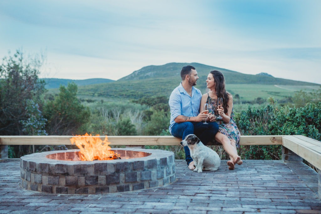 B,J & B with fire and view