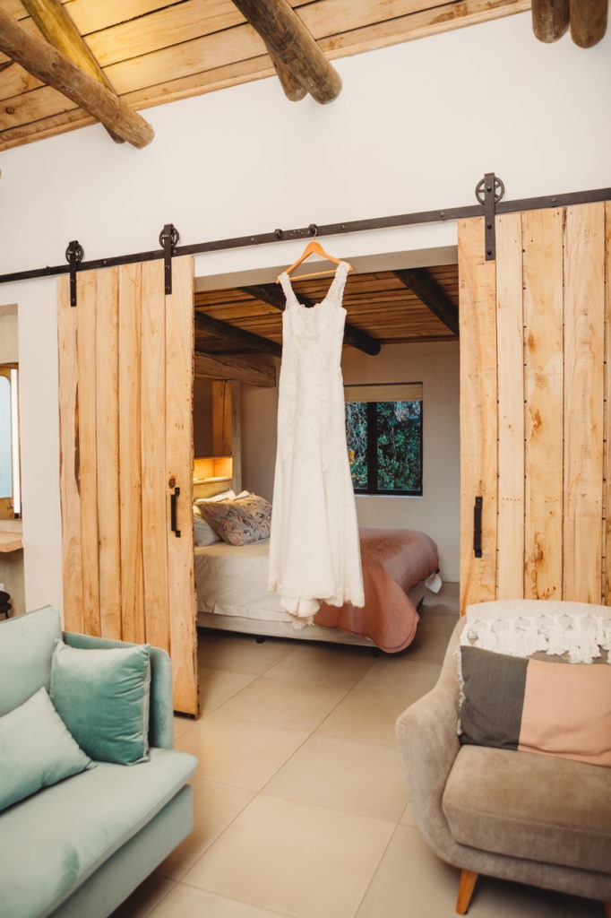 Dress hanging in door