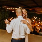 Bride and groom dancing
