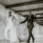 Bride and groom fairy lights