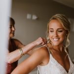 Bride getting dressed