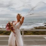 Bride in wind