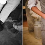 Groom getting dressed close-up