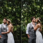 Kiss and cuddle in forest