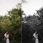 Kissing at tress by the dam