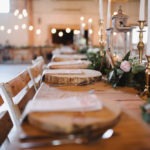 Wooden slices on tables