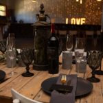 Table decor with lights on