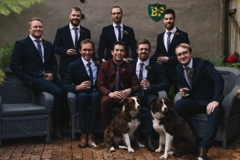 Winter Church Wedding groomsmen