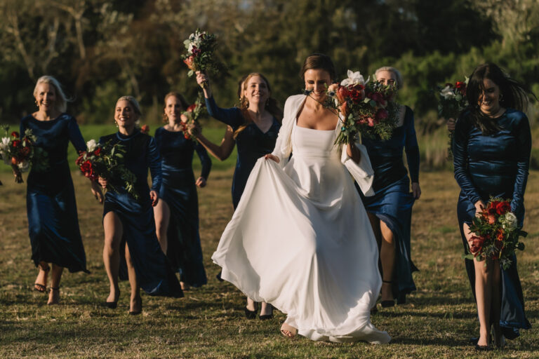 Winter Church Wedding bride and bridesmaids photos