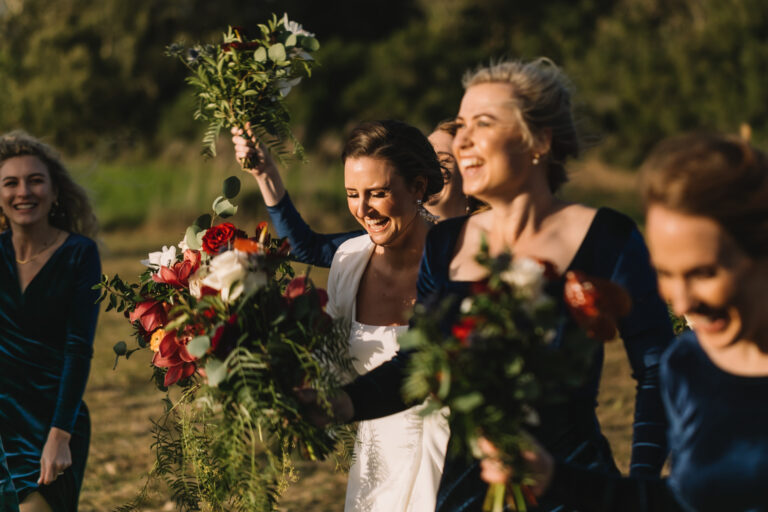Winter Church Wedding bride and bridesmaids photos