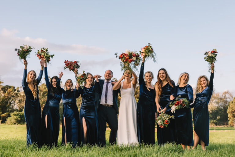 Winter Church Wedding bride and bridesmaids photos